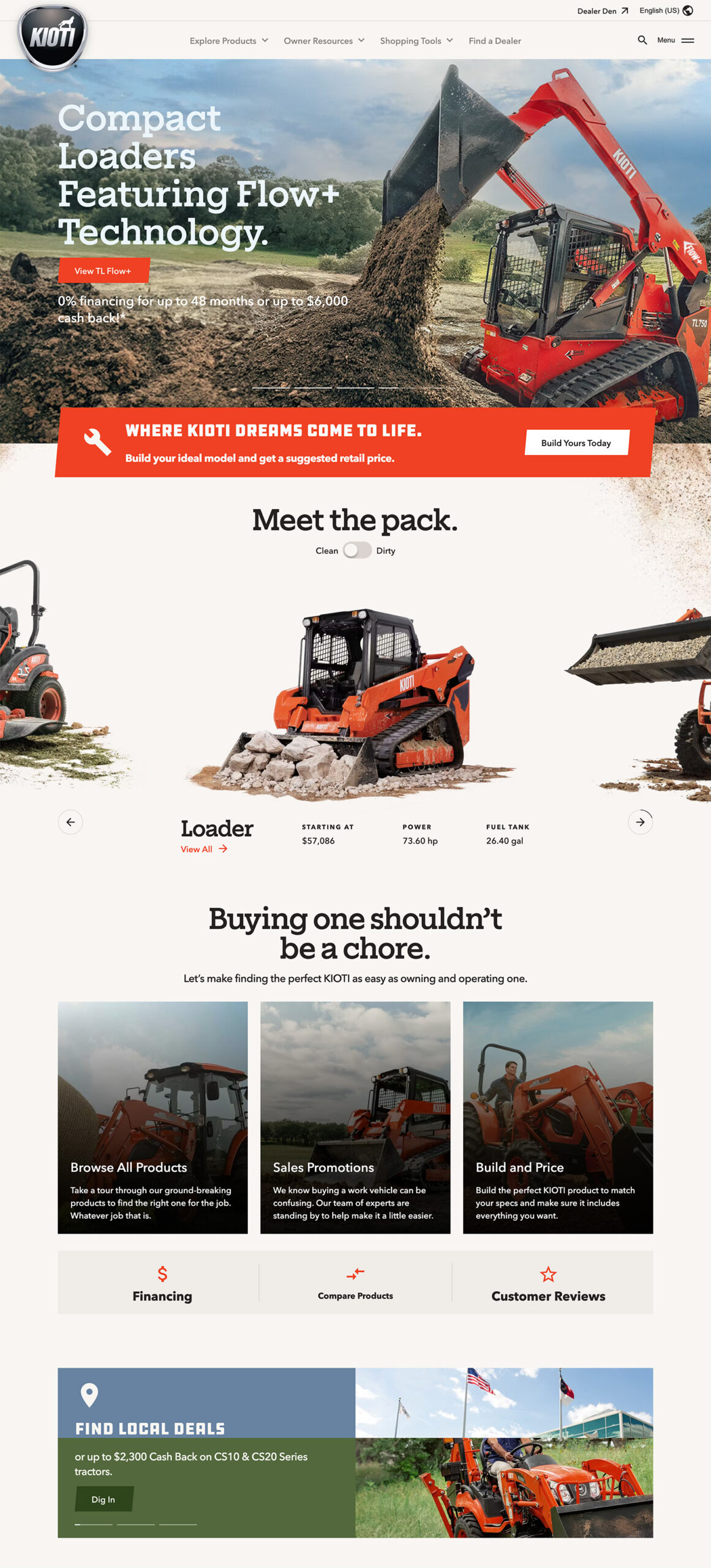 screenshot of the Kioti.com